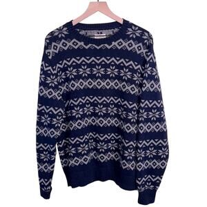 VNTG ST JOHNS BAY snowflake knit crewneck L